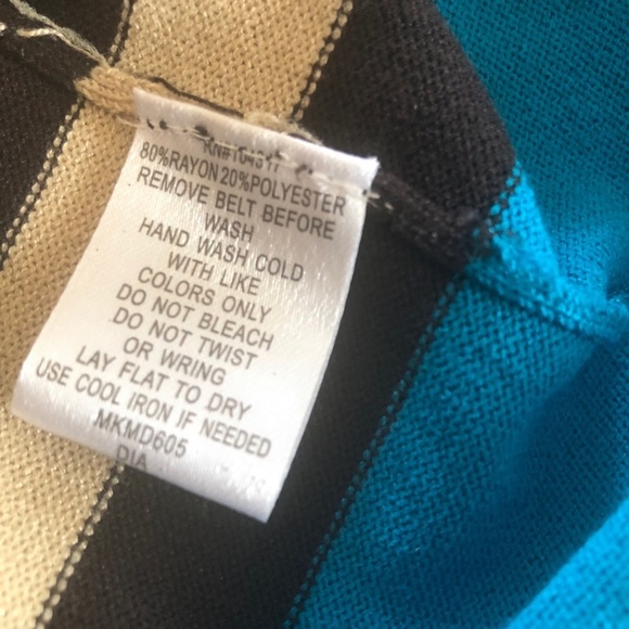 Allison Brittney Brown Tan Teal Sweater Dress Large - Picture 8 of 8